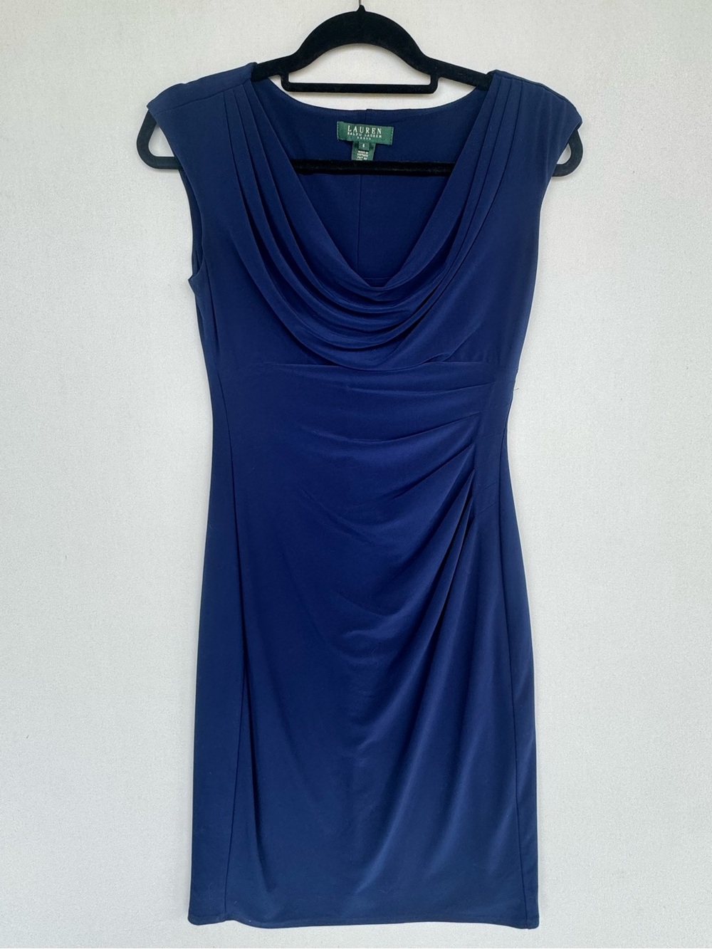 Lauren Ralph Lauren Deep Navy Cowl Neck Midi Dress